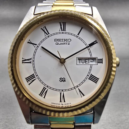 Seiko President Watch Men 36mm White Dial Two Tone Daydate 5Y23-8A60 New Battery2