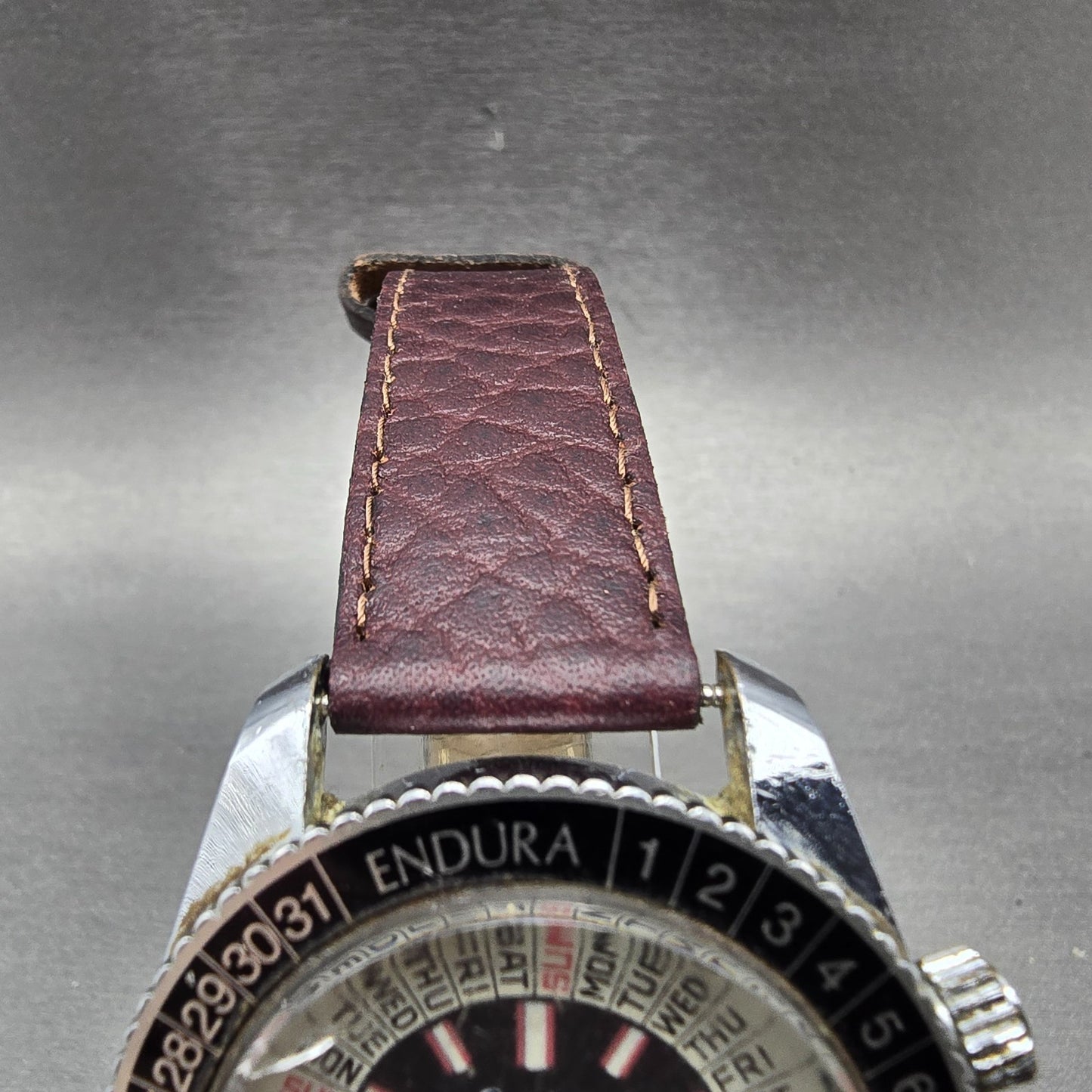 Endura Perpetual Calendar Watch Men 38mm Black Dial Silver Tone Manual Wind PART5
