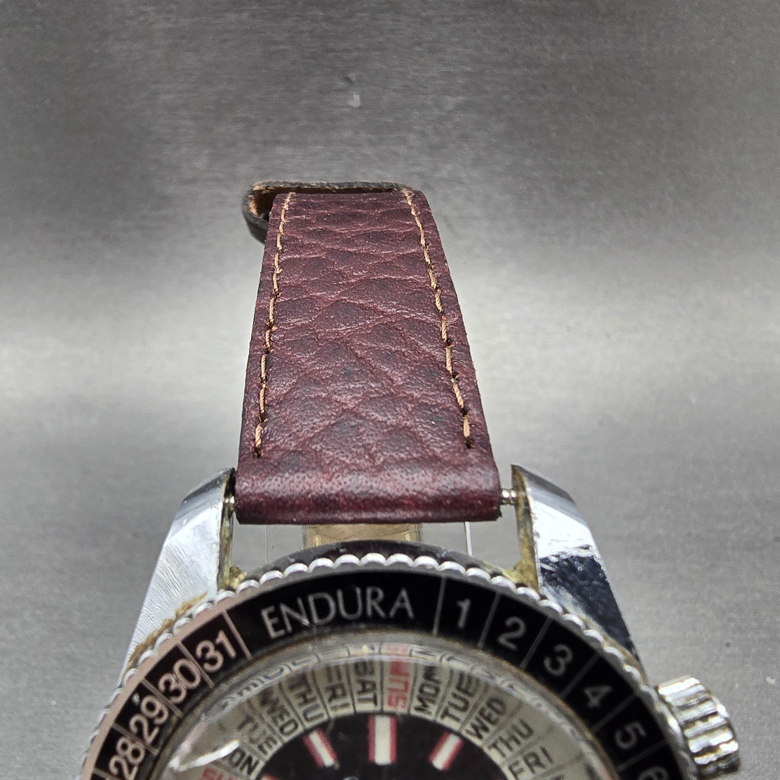 Endura Perpetual Calendar Watch Men 38mm Black Dial Silver Tone Manual Wind PART5