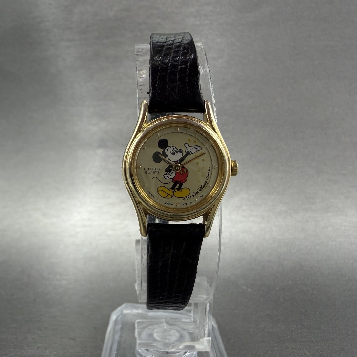 Seiko Mickey Mouse Watch Women 19mm Champagne Dial Gold Tone 2p200089 New Batt5