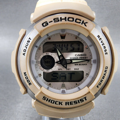 Casio GShock G300LV Watch Men 45mm White Analog Digital Alarm Chrono New Batt1
