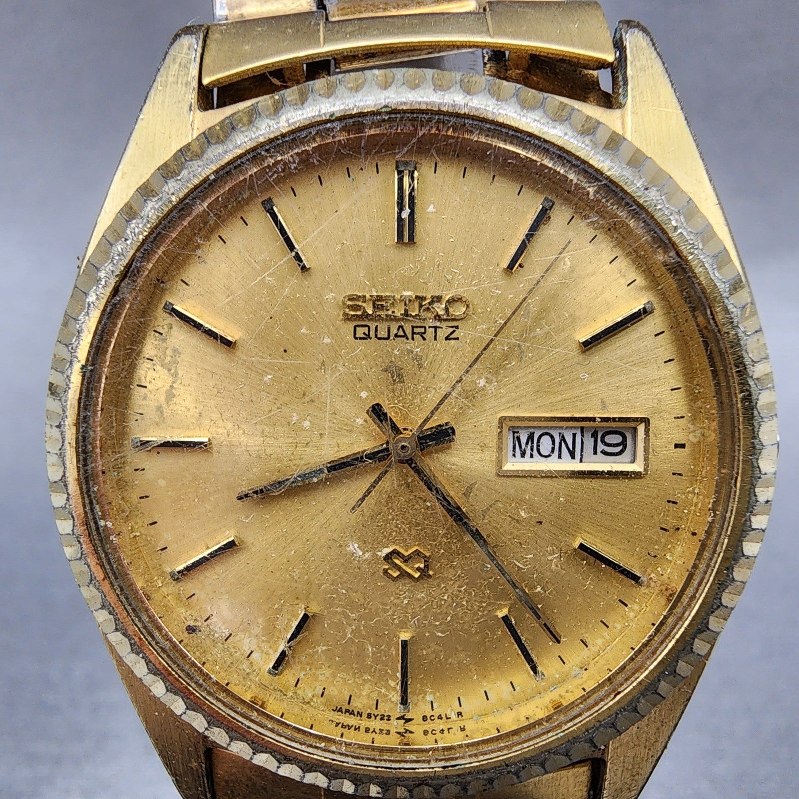 Seiko SQ President Watch Men 36mm Gold Dial Gold Tone Daydate 5y238a69 PARTS2