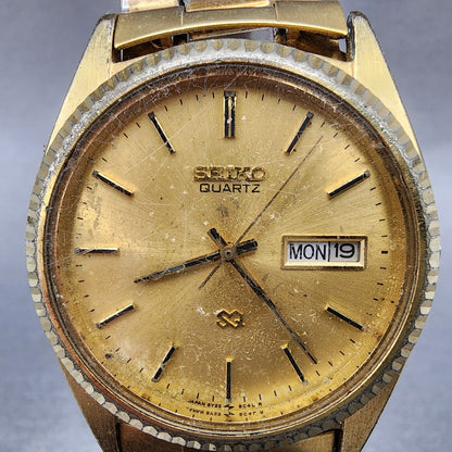 Seiko SQ President Watch Men 36mm Gold Dial Gold Tone Daydate 5y238a69 PARTS2