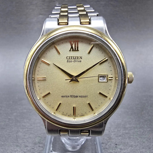 Citizen Eco-Drive Watch Men 35mm Champagne Dial Gold Tone Date B810-H22749 Runs0