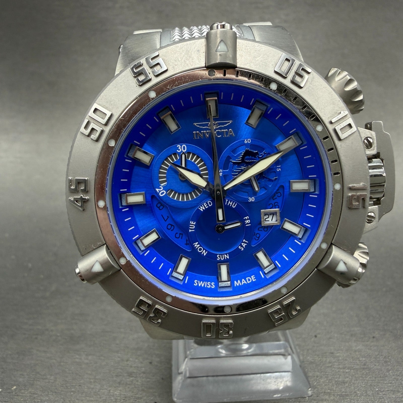 Invicta Subaqua Noma III Chrono Watch Men 50mm Blue Dial Steel Date 6684 NewBat0