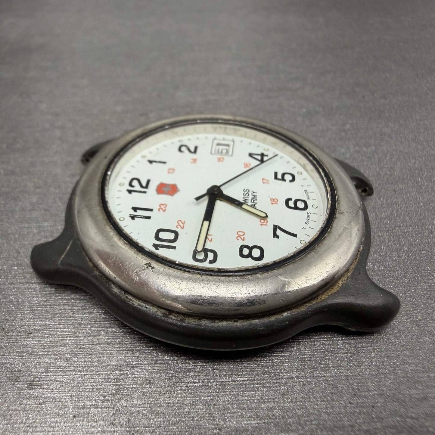 Victorinox Swiss Army Watch Men 39mm White Dial Black Tone Date PARTS B12348