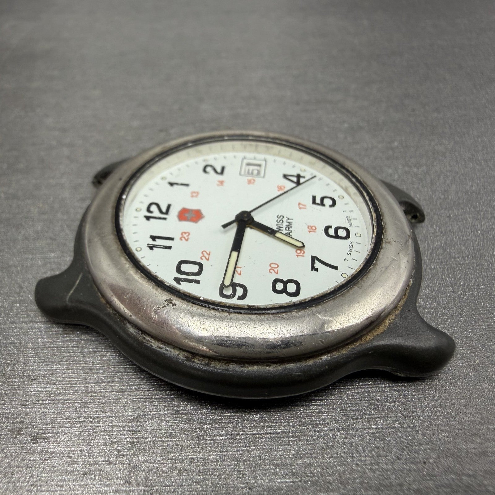 Victorinox Swiss Army Watch Men 39mm White Dial Black Tone Date PARTS B12348