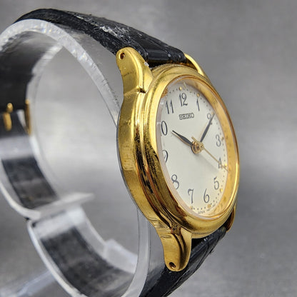 Seiko Watch Women 25mm Cream Dial Gold Tone Round 7N016880 New Battery3