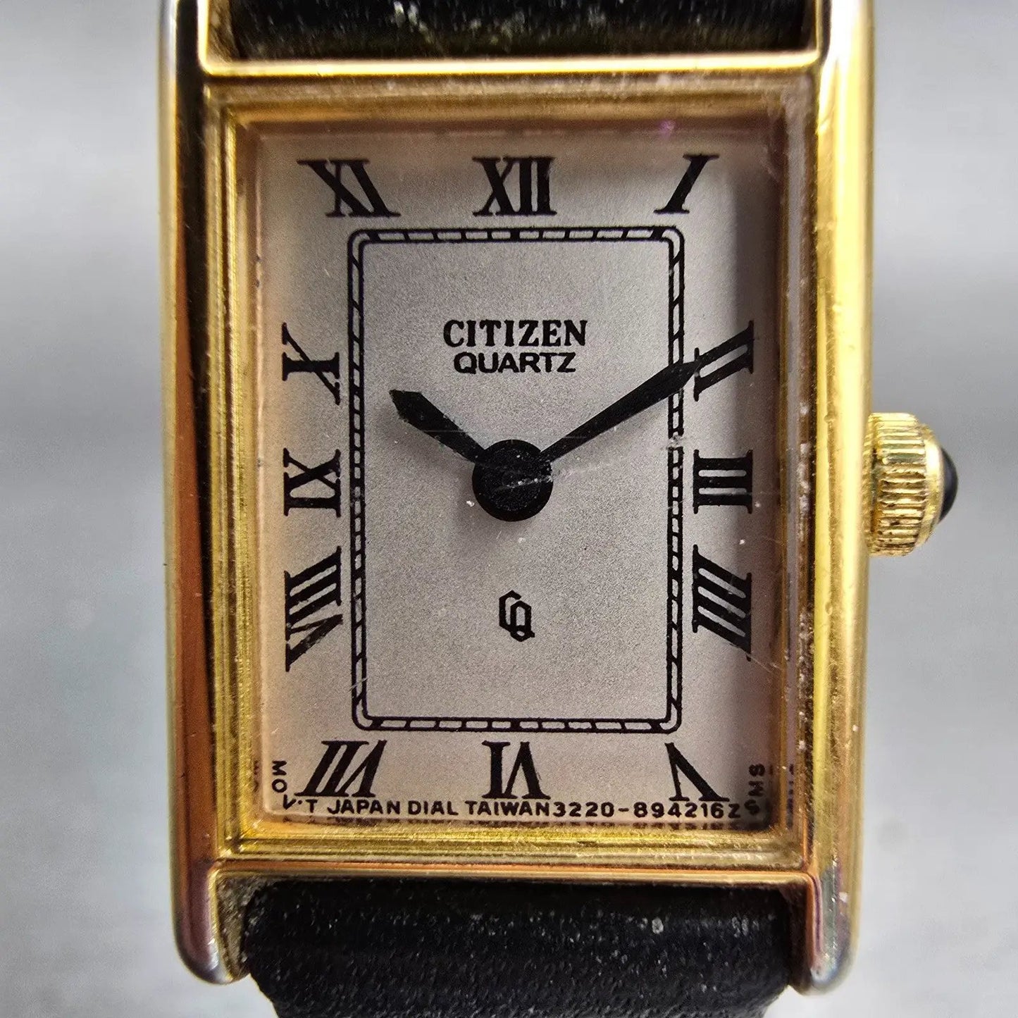 Citizen CQ Watch Women 17mm White Dial Gold Tone Rectangle 3220-945174 New Batt1