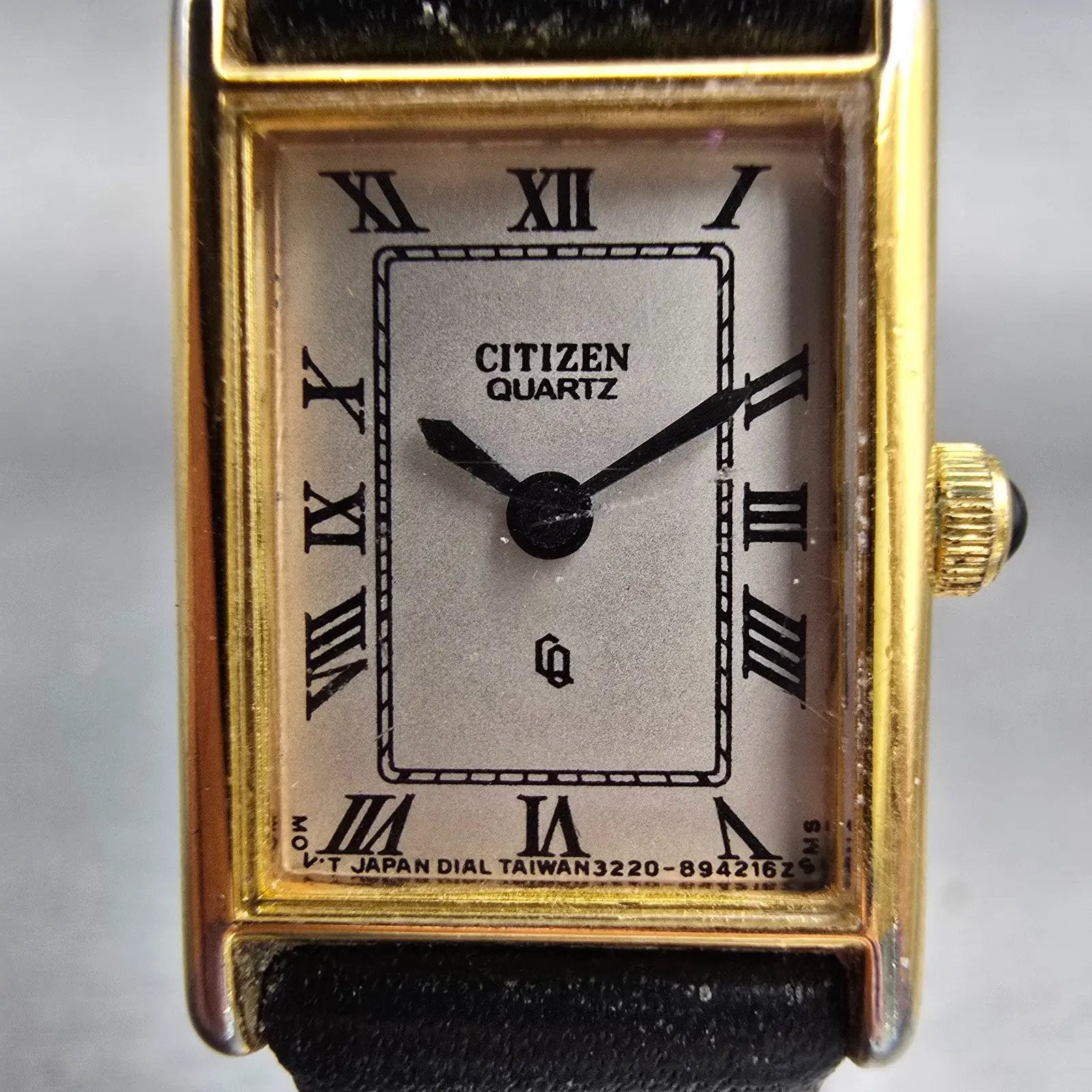 Citizen CQ Watch Women 17mm White Dial Gold Tone Rectangle 3220-945174 New Batt1