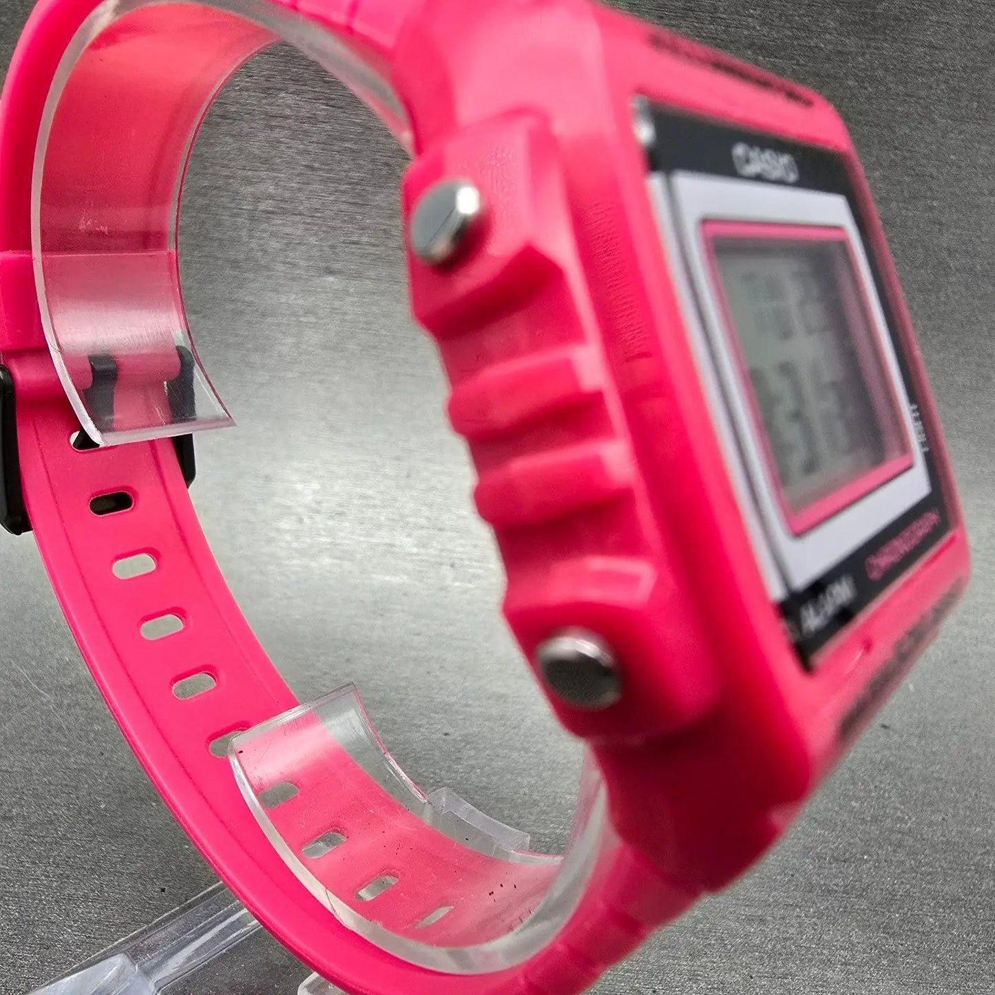 Casio W-215H Watch Men 40mm Pink Alarm Chronograph Daydate Rectangle New battery3