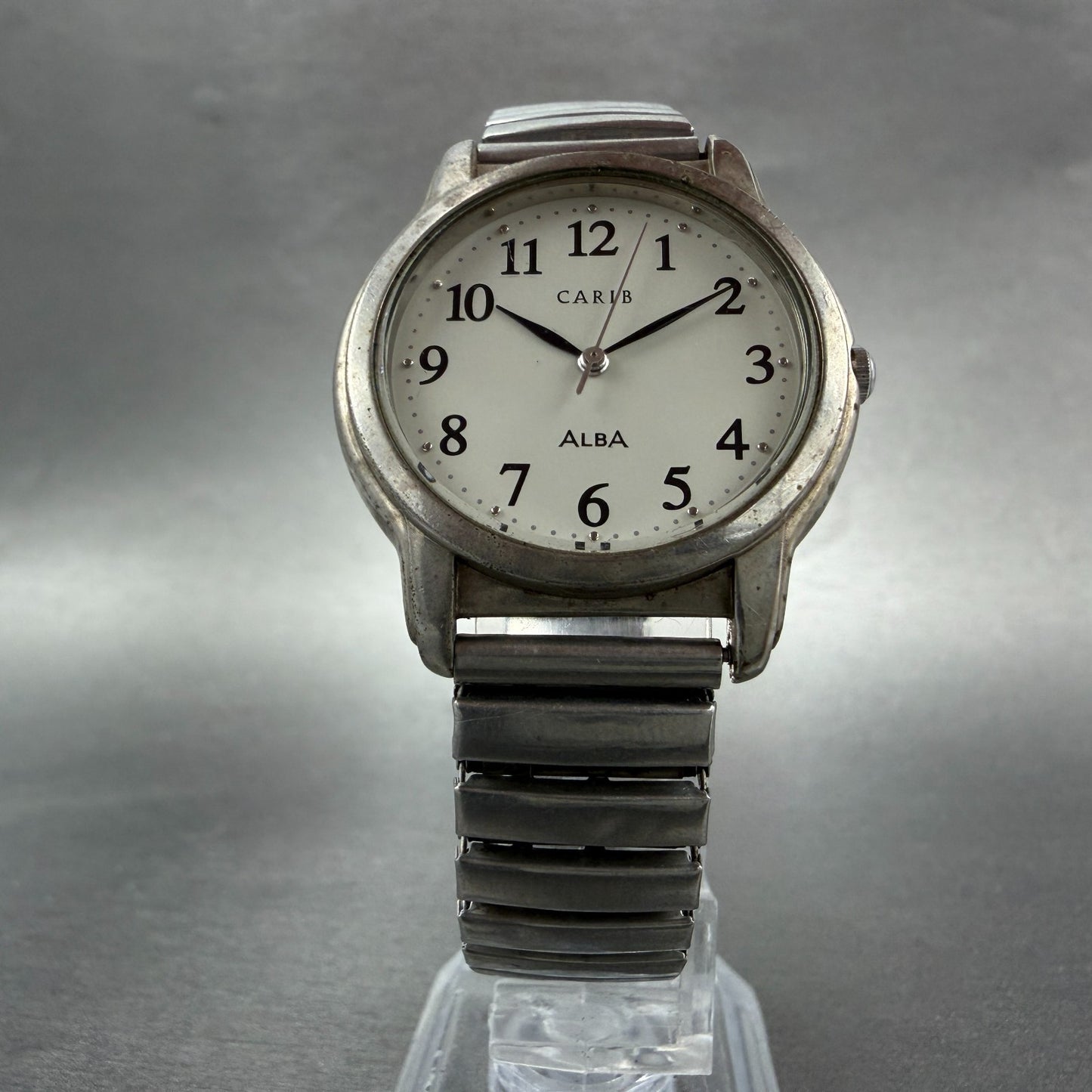 Seiko Alba Carib Watch Unisex 33mm White Dial Silver Tone Round V721-6A80 NewBat6