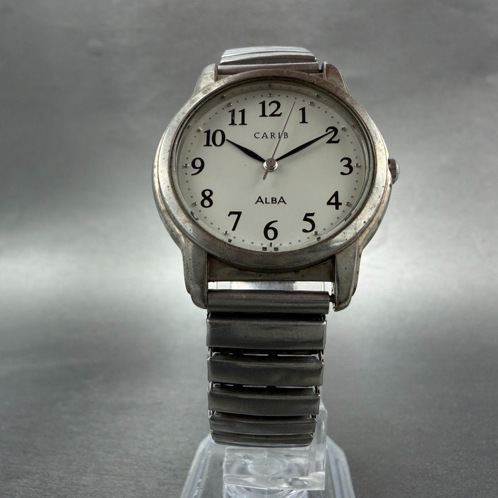 Seiko Alba Carib Watch Unisex 33mm White Dial Silver Tone Round V721-6A80 NewBat6