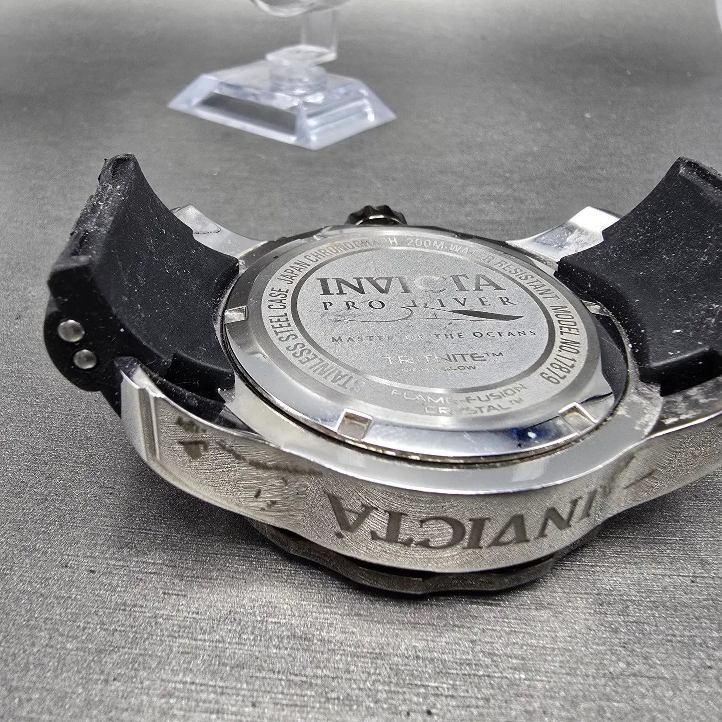 Invicta Pro Diver Chronograph Watch Men 48mm Black Dial Silver Tone Date New Bat12