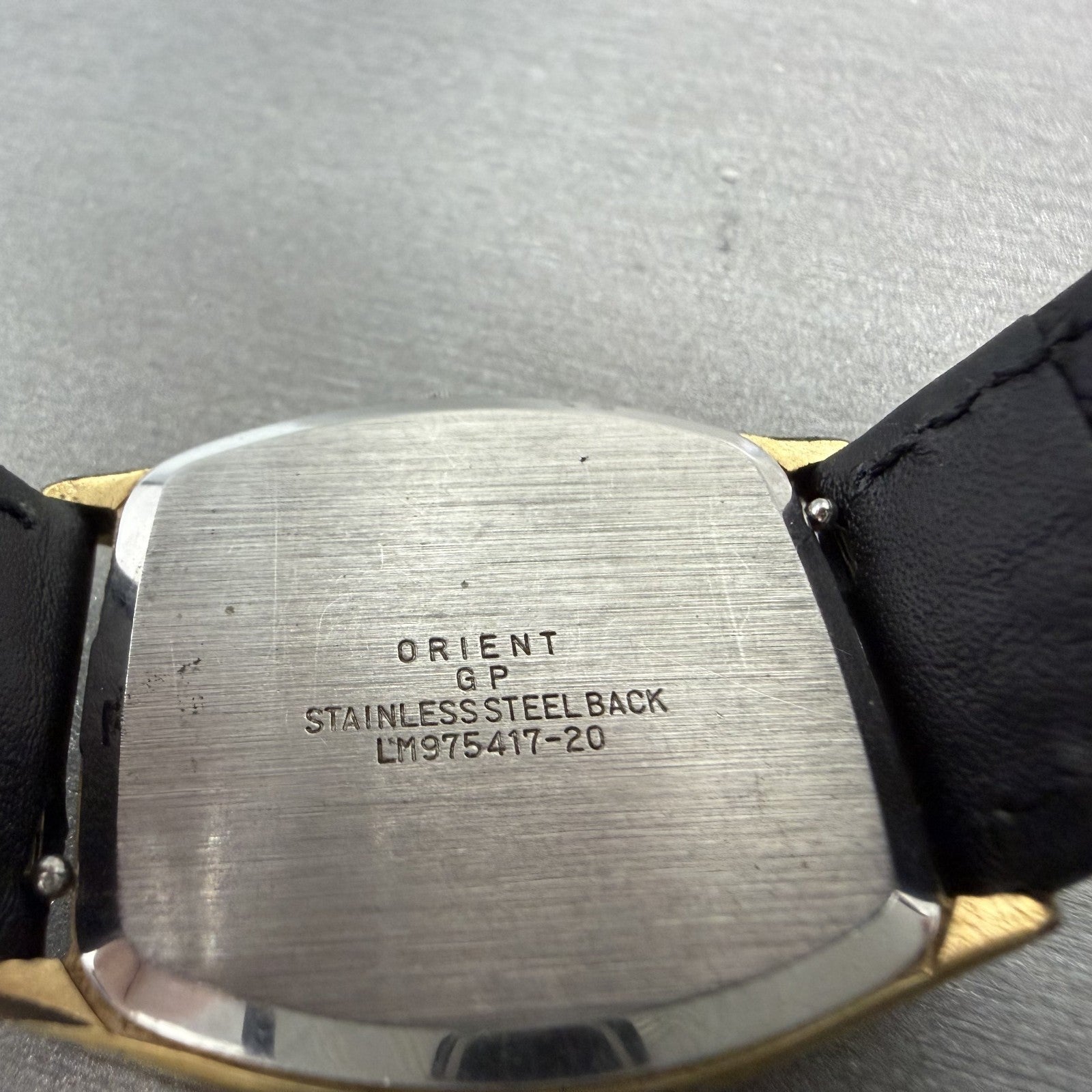 Orient Watch Men 30mm Silver Dial Gold Tone Rectangle LM97541720 New Battery9