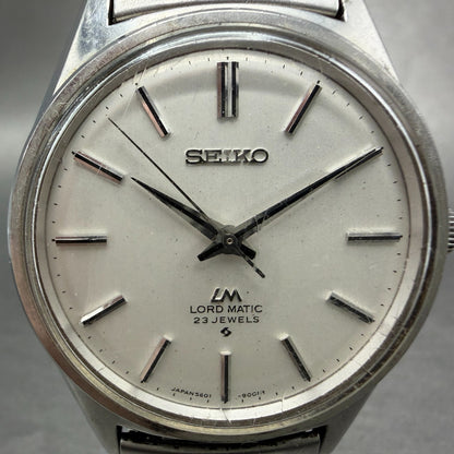 Seiko Lord Matic Watch Men 36mm Silver Dial Silver Tone Round 5601-9000 PARTS2