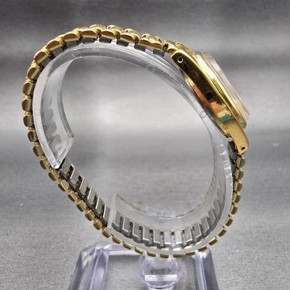Seiko SQ Watch Women 24mm White Dial Gold Tone Daydate Round 7N83-6A09 New Batt8