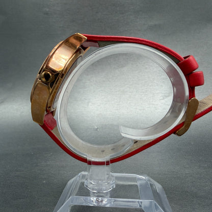 Marc Jacobs Henry Skeleton watch Women 35mm Red Dial Rose Gold Tone New Battery6
