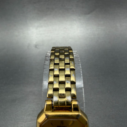 Seiko Watch Women 17mm Champagne Dial Gold Tone Octagon V400-5608 New Battery 234