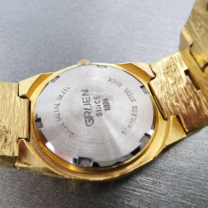Gruen Watch Women 25mm Champagne Dial Gold Nugget Case Tone New Battery VTG10