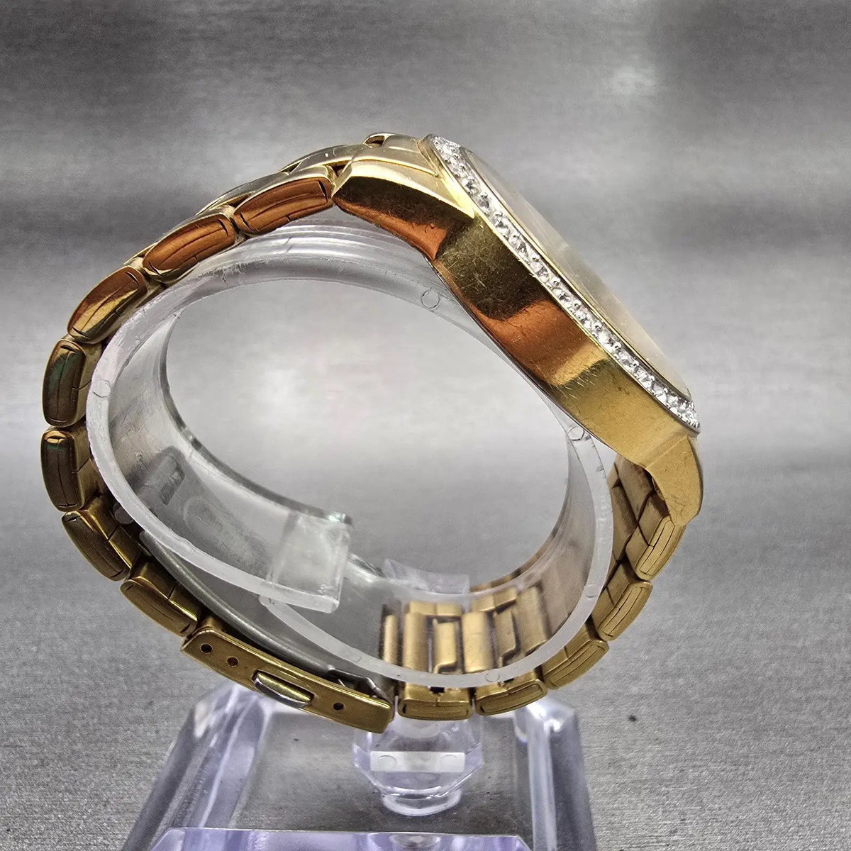 Citizen Watch Men 35mm Gold Dial Gold Tone Gemmed Round 1032-S086248 New Battery8