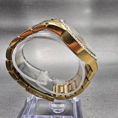 Citizen Watch Men 35mm Gold Dial Gold Tone Gemmed Round 1032-S086248 New Battery8