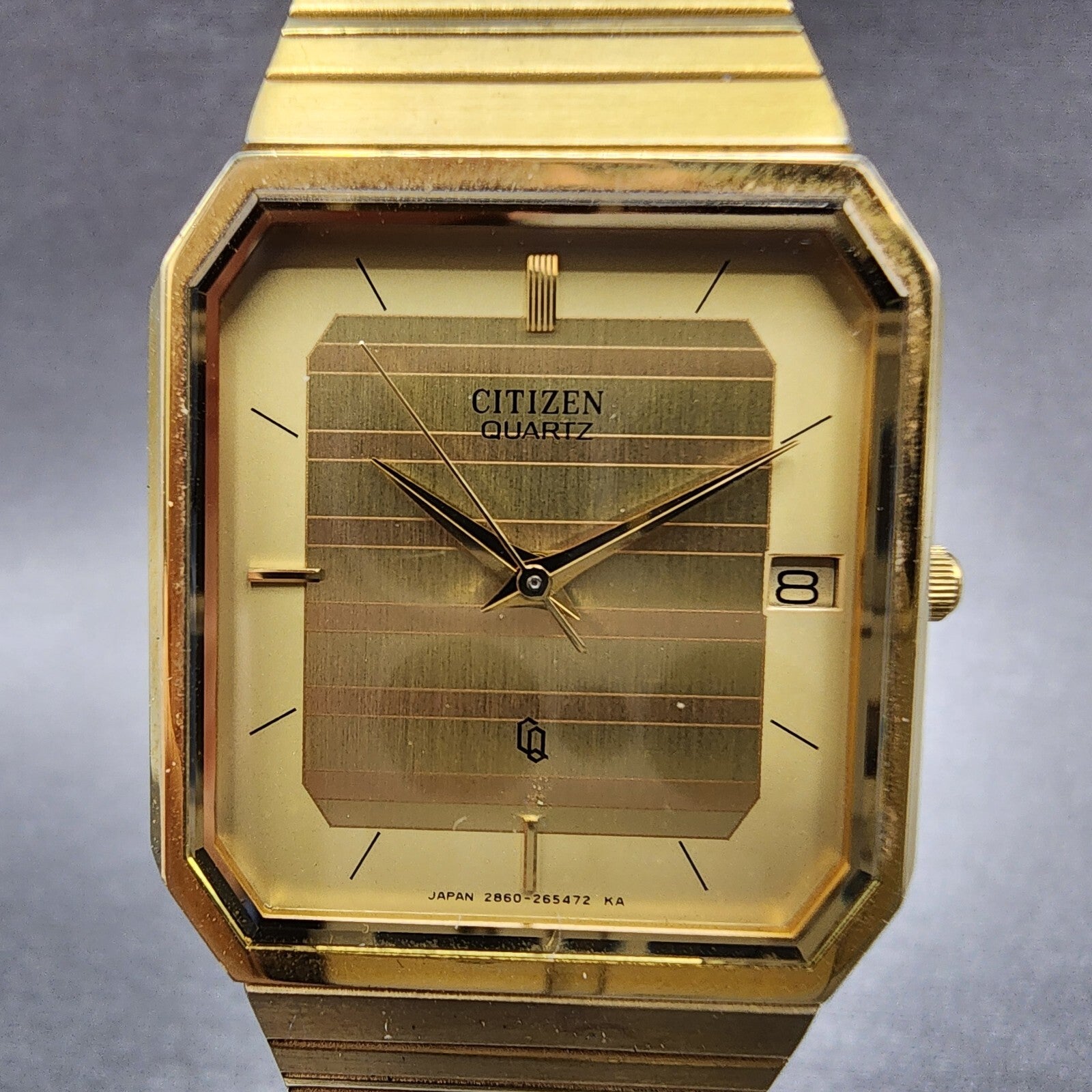 Citizen CQ Tank Watch Women 27mm Gold Dial Gold Tone Rectangle New Battery1