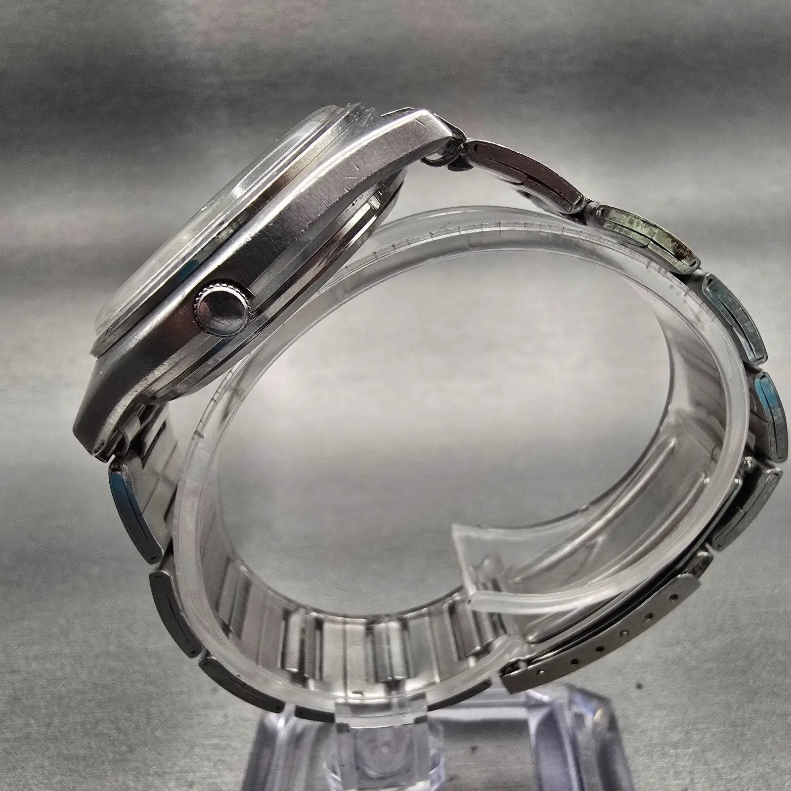 Seiko Type II Watch Men 36mm Silver Dial Silver Tone Daydate 7546-7010 New Batt6