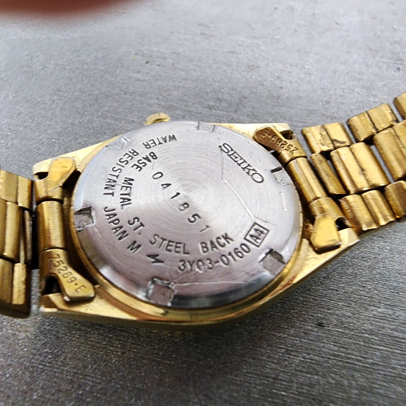 Seiko SQ Watch Women 24mm Gold Dial Gold Tone Daydate 24mm Round New Battery ABC9