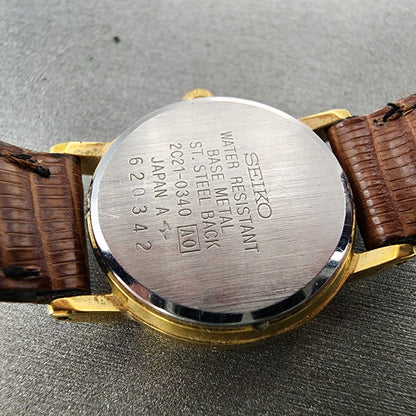 VTG Seiko Watch Women 23mm Gold Dial Gold Tone Round 2C210340 New Battery9