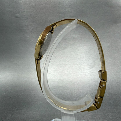 Citizen CQ Watch Women 16mm Black Dial Gold Tone Oval 3220-S16598 New Battery H76