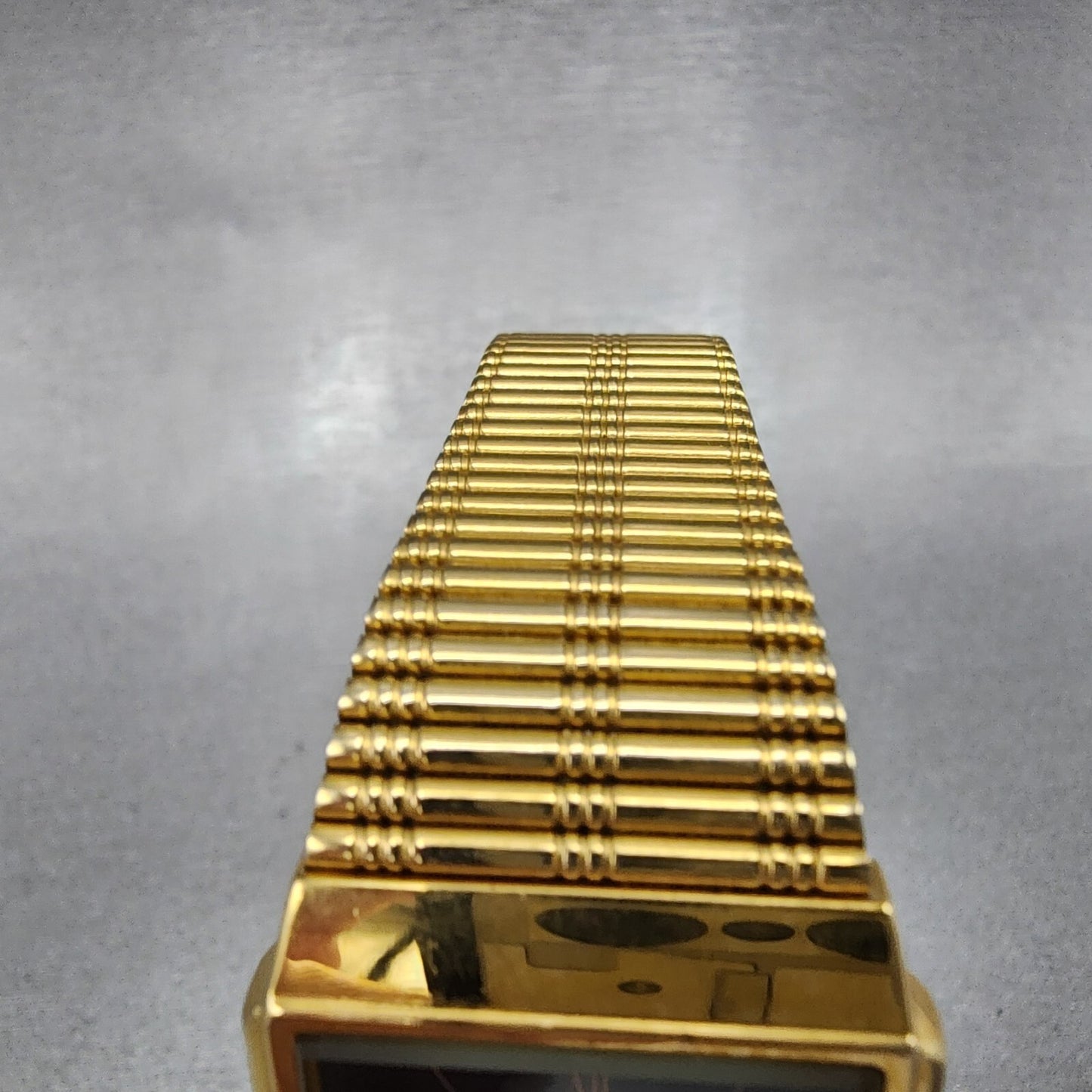 Orient Tank Watch Men 26mm Black Dial Gold Tone Rectangle New Battery VTG4