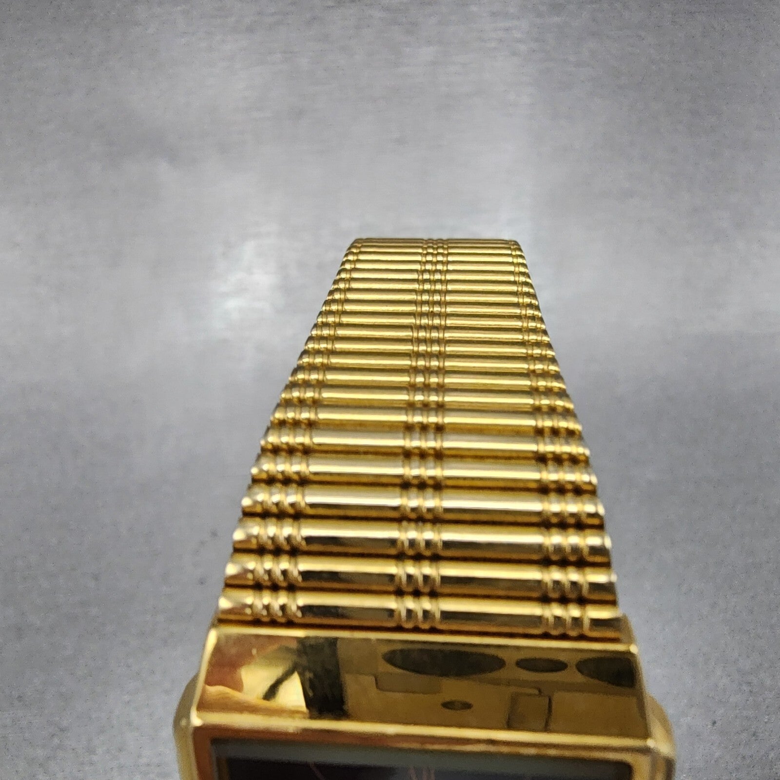 Orient Tank Watch Men 26mm Black Dial Gold Tone Rectangle New Battery VTG4