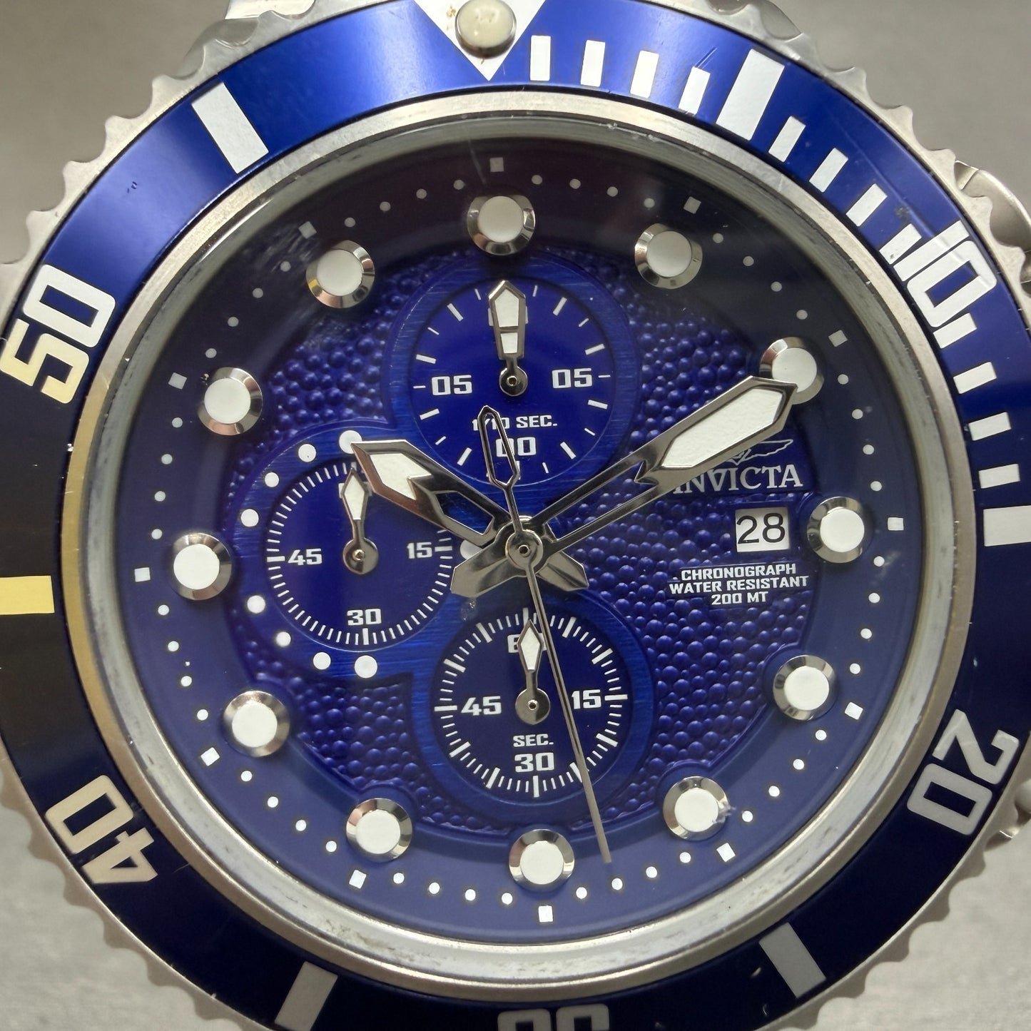 Invicta Pro Diver Chronograph Watch Men 50mm Blue Dial Steel Date 18907 New Batt1