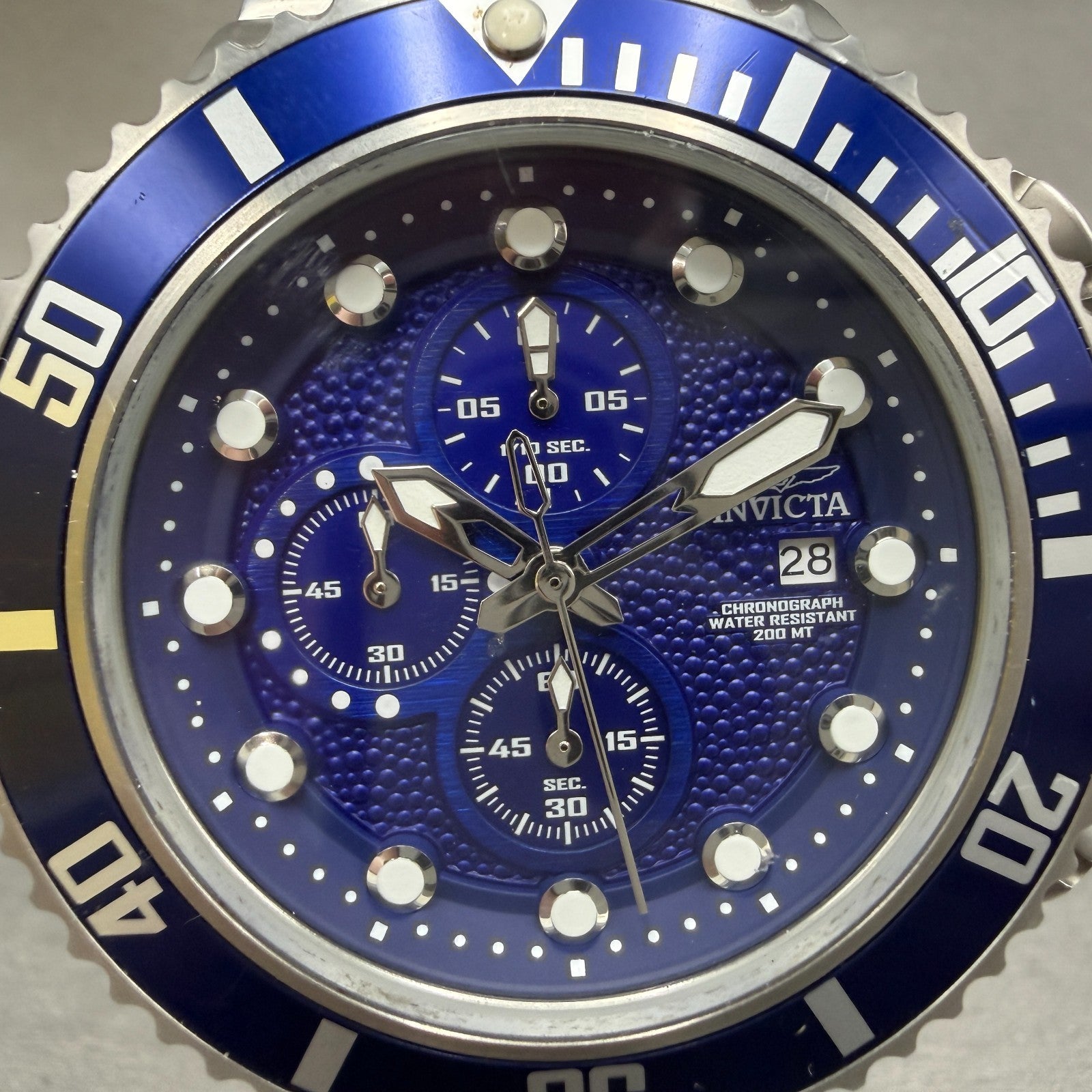 Invicta Pro Diver Chronograph Watch Men 50mm Blue Dial Steel Date 18907 New Batt1