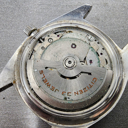 Citizen Crystal 7 Watch Men 38mm Gray Dial Silver Tone Daydate 33 Jewels PARTS
