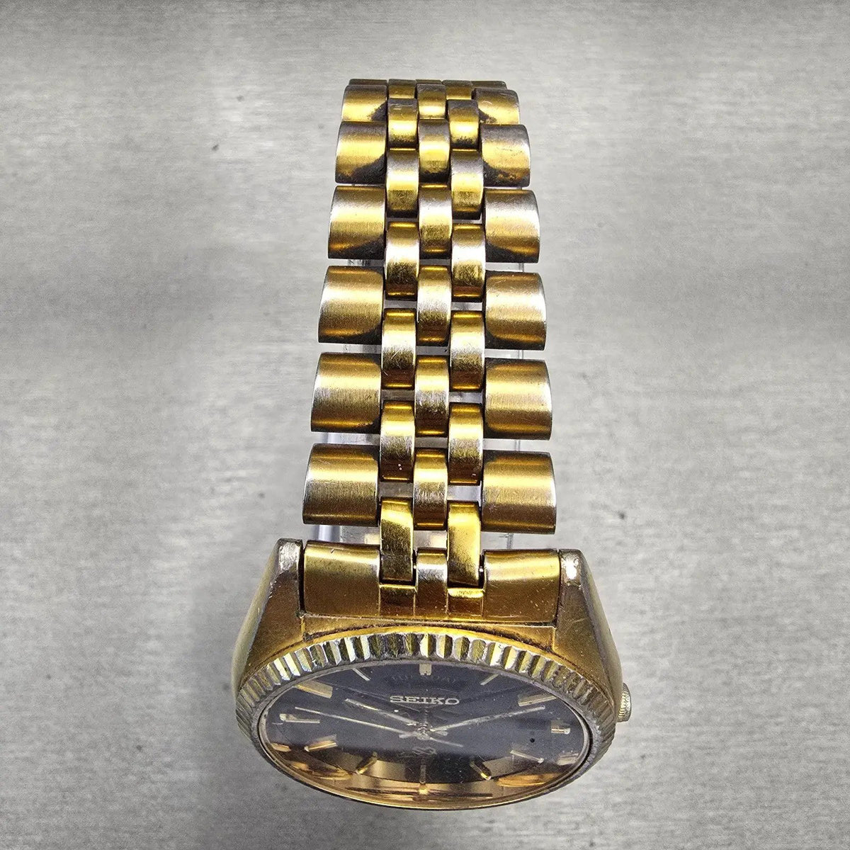Seiko President Watch Men 36mm Black Dial Gold Tone Daydate 5Y23-8A69 New Batt4