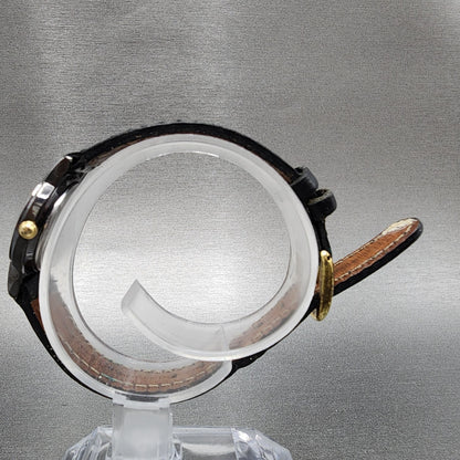 VTG Seiko Watch Women 22mm Silver Dial Black Tone Round 1N01-0A29 New Battery