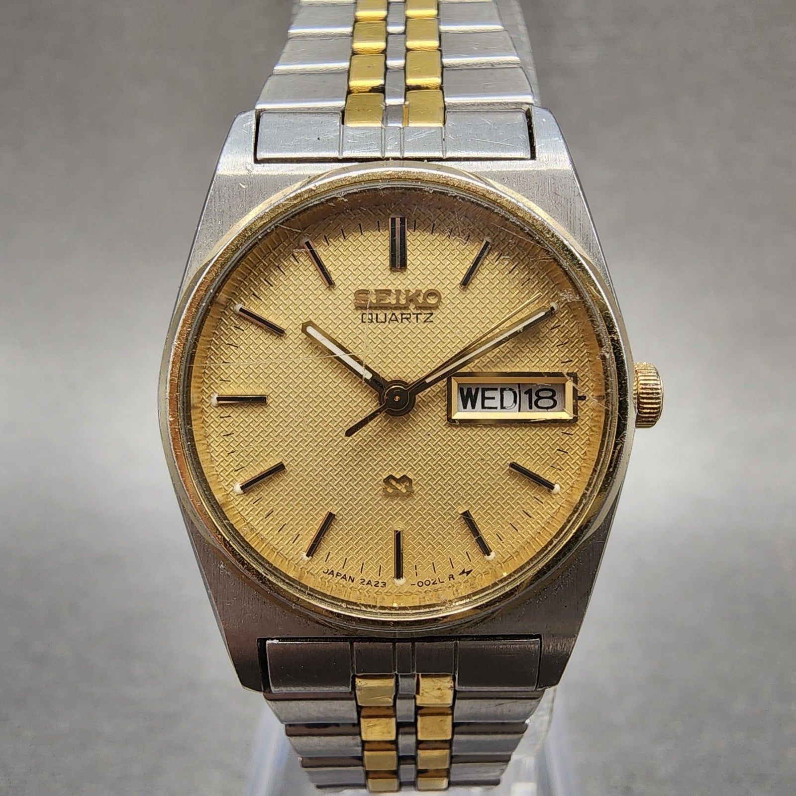 Seiko SQ Watch Women 23mm Champagne Dial Two Tone Dyadate 2a230029 New Battery0