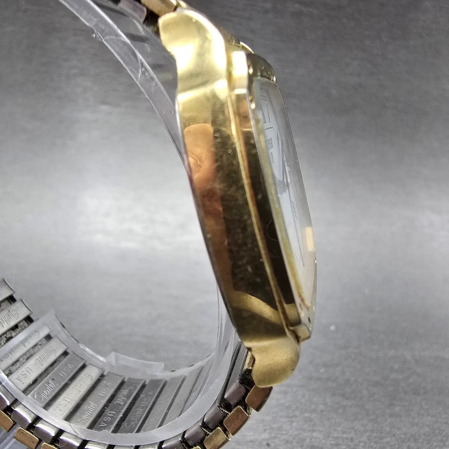 Seiko Pulsar Watch Men 33mm White Dial Gold Tone Date Y558-5019 Octagon PARTS4