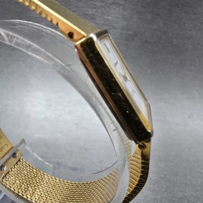 Seiko Lassale Tank Watch Women 15mm White Dial Gold Rectangle 8420-7359 New Batt3