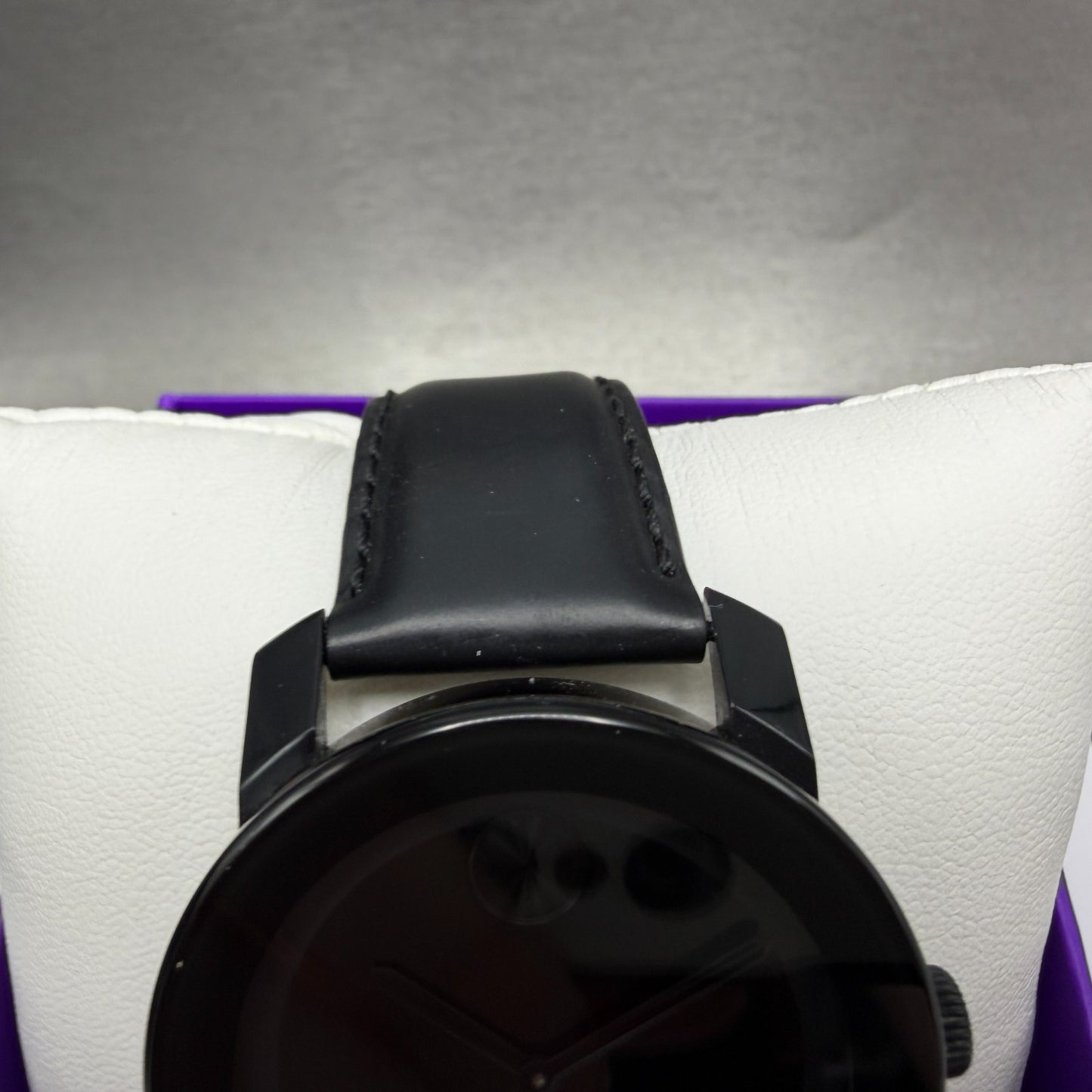 Movado Bold Watch Men 42mm Black Dial Black Tone Leather Band W/box New Battery5