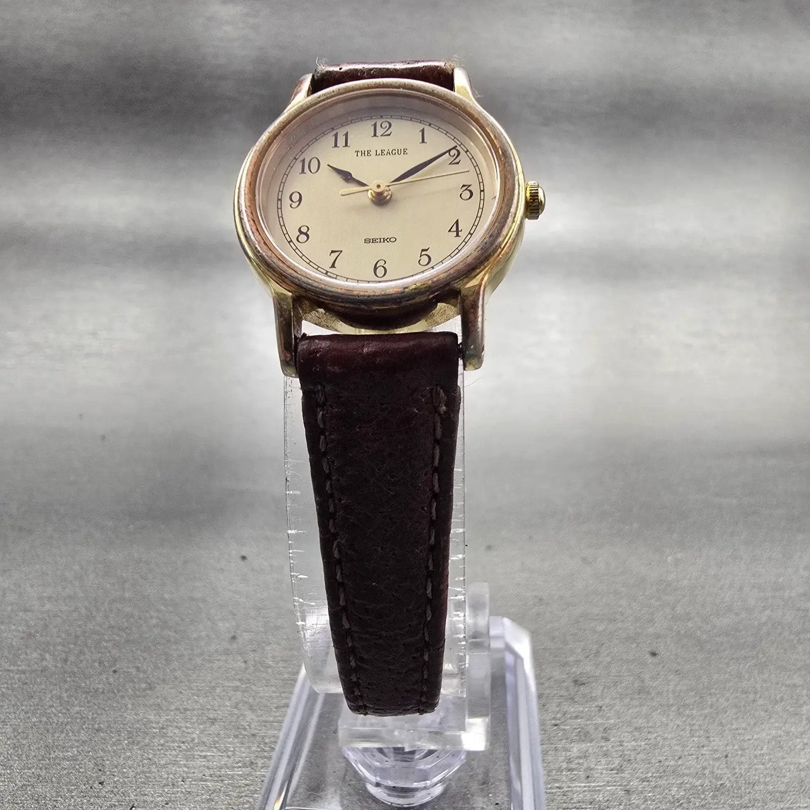 Seiko The League Watch Women 23mm Gold Dial Gold Tone Round 2P21-0A90 New Batt5