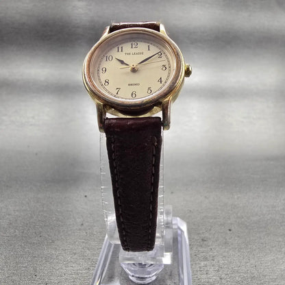 Seiko The League Watch Women 23mm Gold Dial Gold Tone Round 2P21-0A90 New Batt5