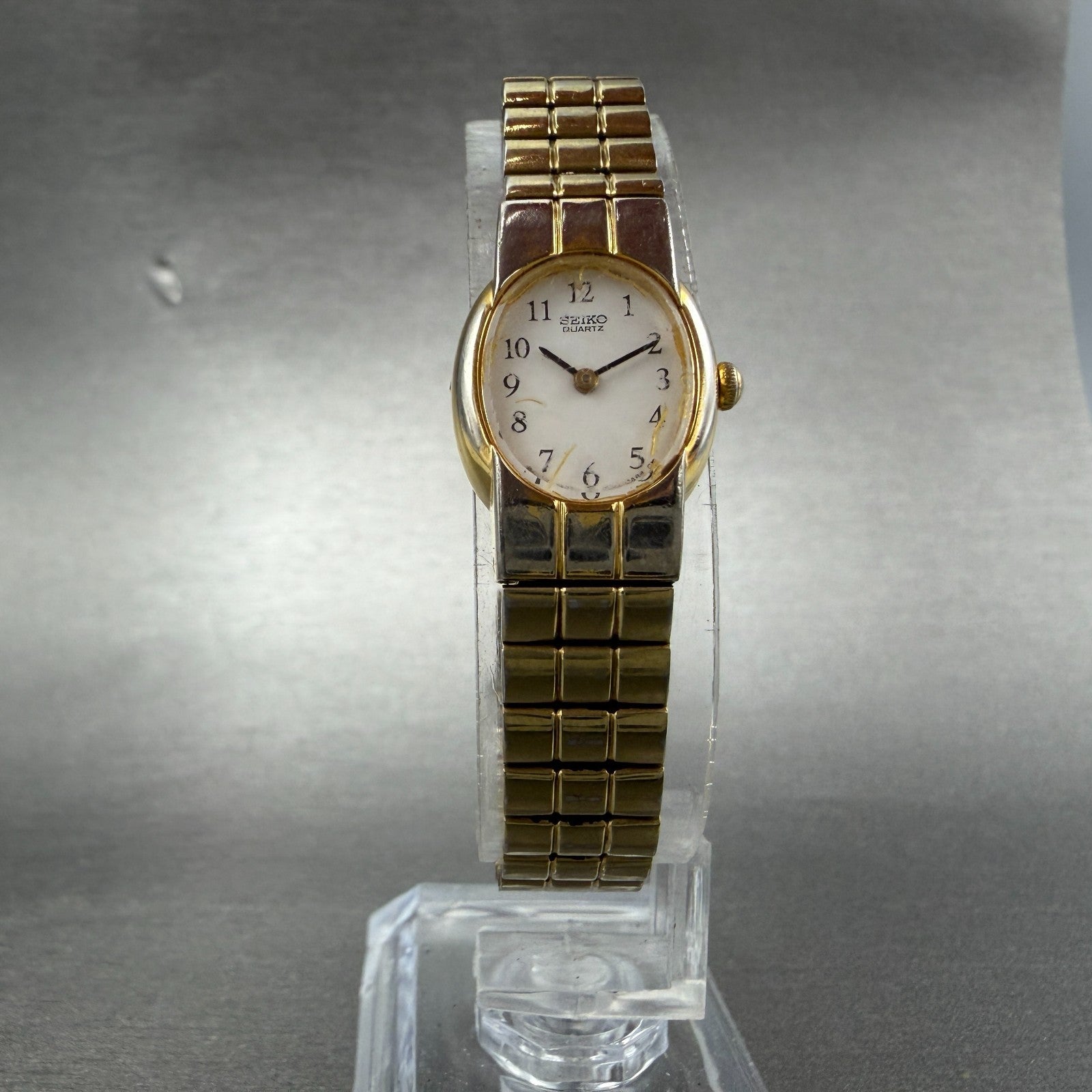 Seiko Watch Women 16mm White Dial Gold Tone Oval Vintage 1N00-5A50 New Battery6
