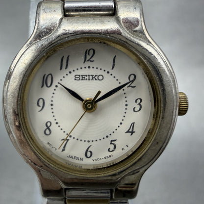 Seiko Watch Women 21mm White Dial Two Tone Round Vintage V4011839 New Battery1