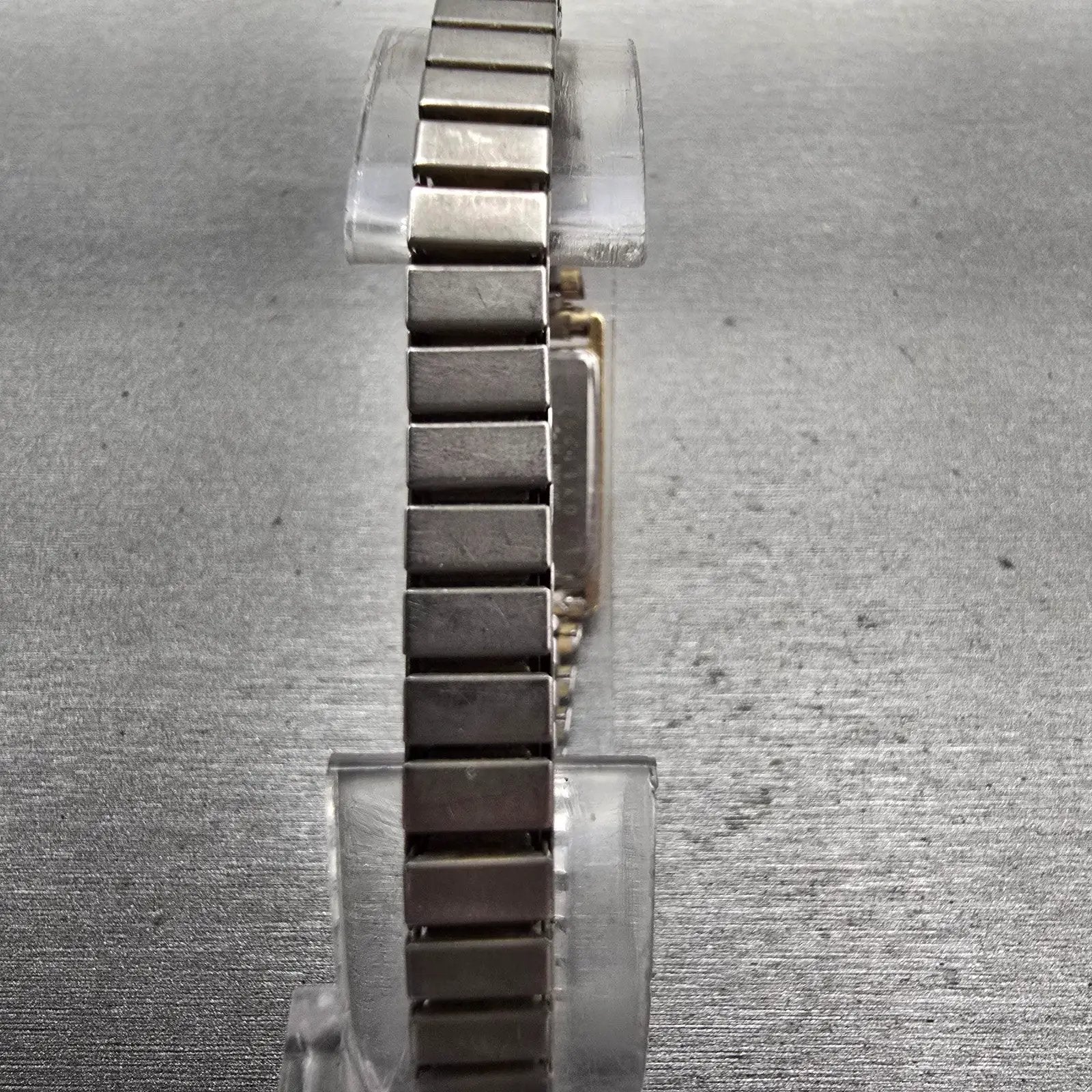 Seiko Watch Women 13mm Gold Dial Gold Tone Rectangle 2E20-6120 New Battery VTG7