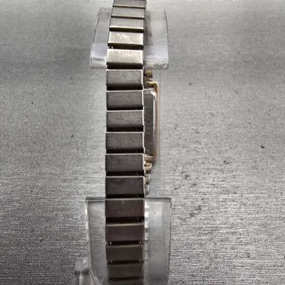 Seiko Watch Women 13mm Gold Dial Gold Tone Rectangle 2E20-6120 New Battery VTG7
