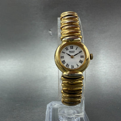 Seiko Watch Women 19mm White Dial Gold Tone Round Vinatge 4N00-0179 New Battery5