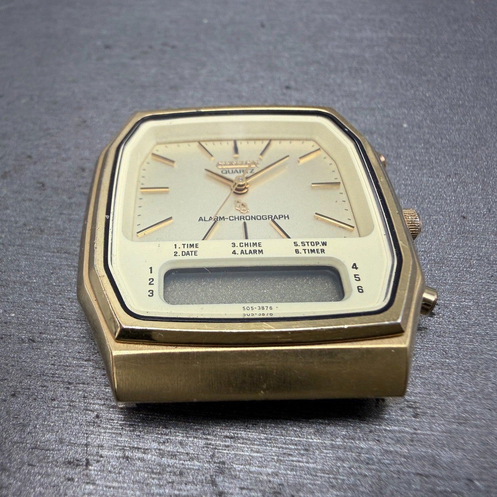 Citizen Analog Digital Watch Men 33mm Champagne Dial Gold Tone 4-082184 PARTS3